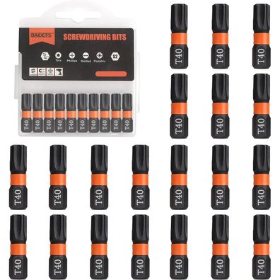 Baidets Pro T40 Bit-Sortiment - 20 Stück, 25mm Länge, 1/4" Sechskantschaft
