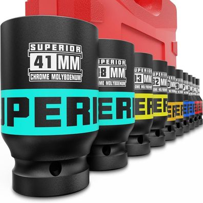 KIRXST 10-tlg Jumbo Schlagnüsse 1 Zoll (21-41 mm) für LKW & Auto Reifenwechsel