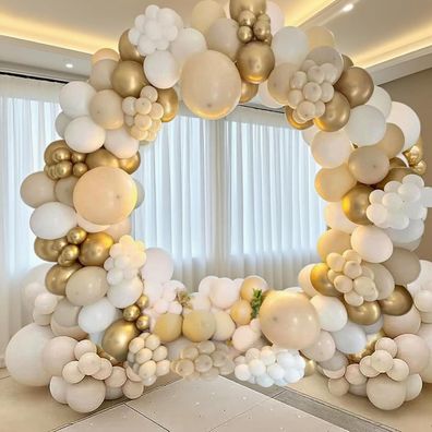 Yhzhizhimq Ballon Girlande Beige 120 Stück Weißgold Luftballons für Boho