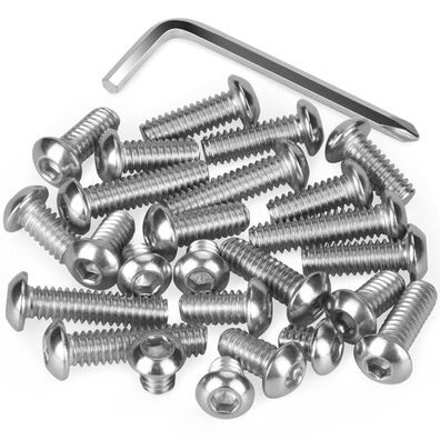 Nutmanel Innensechskant Schrauben 1/4 Zoll, Edelstahl 304, 25 Stück Set mit