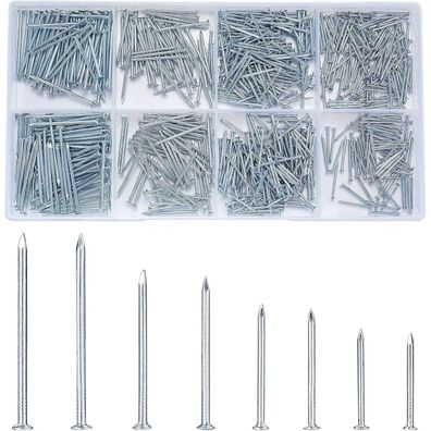 Haochen 720 Stück Wandnägel Sortiment Set Silber - Flachkopf, für Bilderrahmen