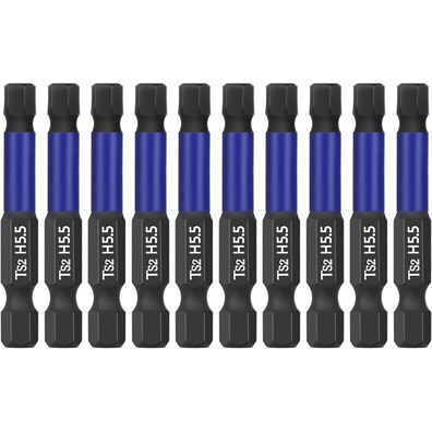HPHOPE Sechskant Bit Set 5.5mm, 10 Stück, 50mm, 1/4" Sechskantschaft magnetisch