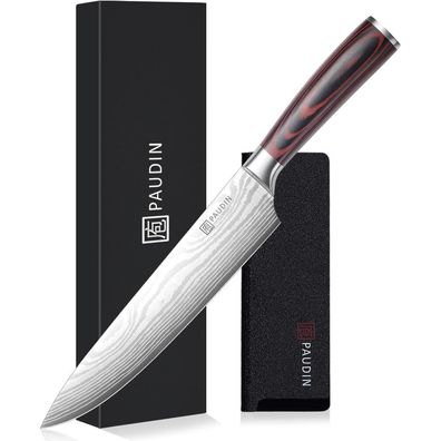 PAUDIN Profi Kochmesser 23cm - Rasiermesserscharf aus deutschem Edelstahl mit