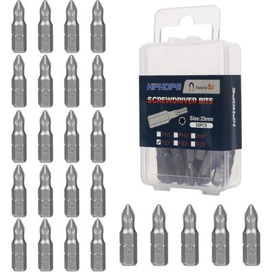 HPHOPE PZ1 Bit Pozi Bits, 25 Stück, 25mm Länge, Chrom-Vanadium-Stahl