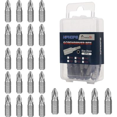 HPHOPE PZ2 Bits, 25 Stück, 25mm Länge, Pozi Bit-Sortiment aus