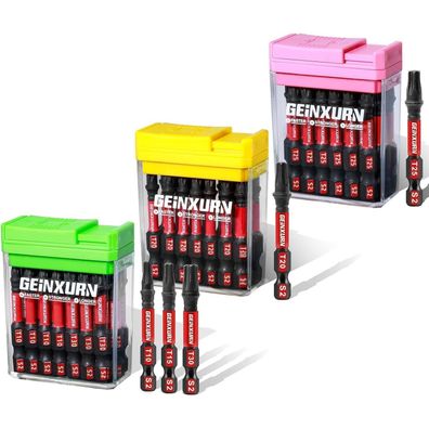 Geinxurn Torx Schraubendreher Bits Set, 45tlg. 50mm Magnetisch S2 Stahl