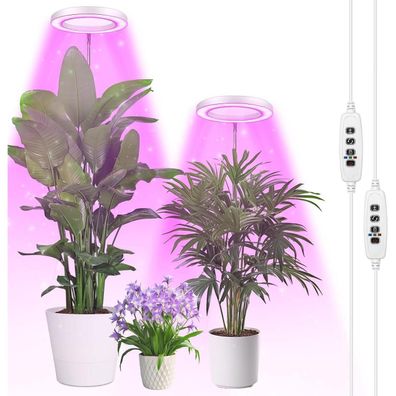 Qoolife Pflanzenlampe LED Vollspektrum, 155cm Höhenverstellbar, 3 Dimmstufen