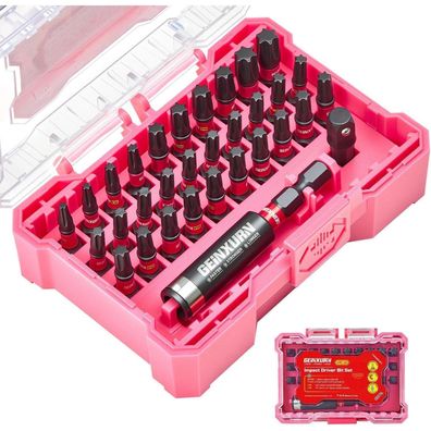 Geinxurn 32tlg. Schlagfester Torx Bitsatz mit magnetischen S2-Stahl Bits, 1/4