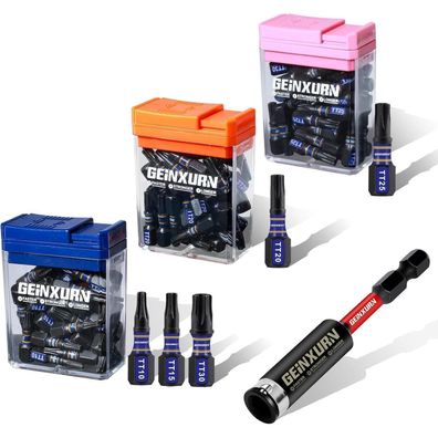 Geinxurn Torx Schlagfeste Schraubendreher Bits Set, 90tlg. 25mm Magnetisch S2