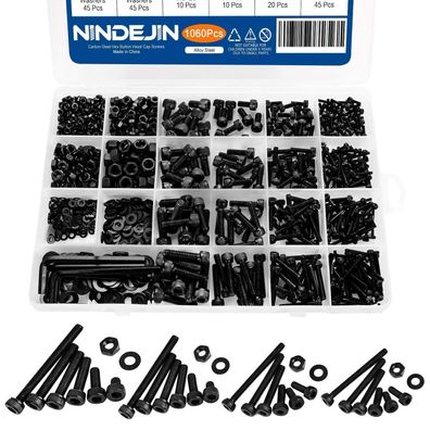 Nindejin 1060-teiliges Schrauben-Sortiment M2-M5 mit Muttern, Unterlegscheiben