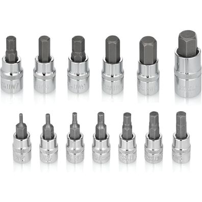 oumuik Sechskant-Steckschlüsselsatz, 13-teilig, metrisch 2mm-14mm, S2-Stahl für