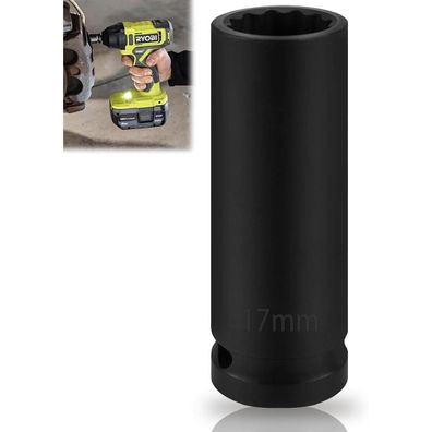 Raxfekro 17mm Vielzahn Nuss 1/2 Zoll Schlagschrauber | 12 Kant CR-MO