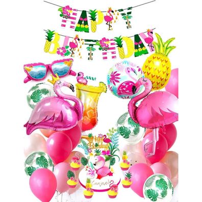 Regendeko Flamingo Ananas Set - Geburtstagsdekoration für Sommerfest & Hawaii