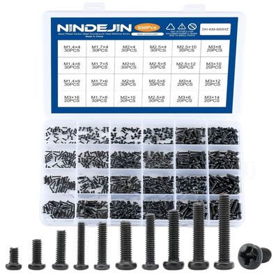 Nindejin 650 Stück Laptop Schrauben Sortiment M1.4-M3 für PC Reparatur
