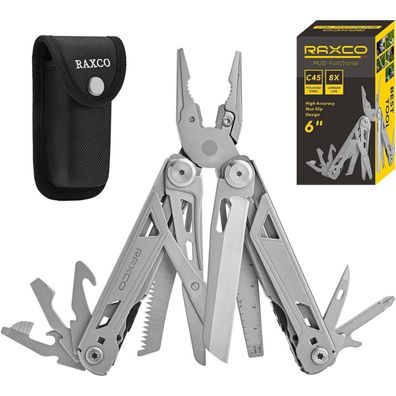 Raxco 15-in-1 Multitool Zange Edelstahl, faltbare Multifunktionszange mit