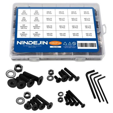 Nindejin 1060tlg Schrauben, Muttern & Unterlegscheiben Sortiment Kit mit Box