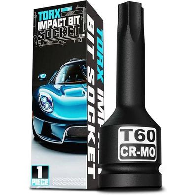 KIRXST Torx Bit Nuss T100, 1/2 Zoll, 78mm Tief - Schlagschrauber Einsatz für KFZ