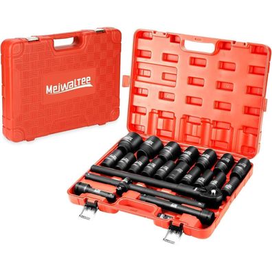 Meiwaltee 3/4" Schlagschrauber Nüsse Set, 22-tlg., 90mm tief, 19-50mm, Cr-Mo