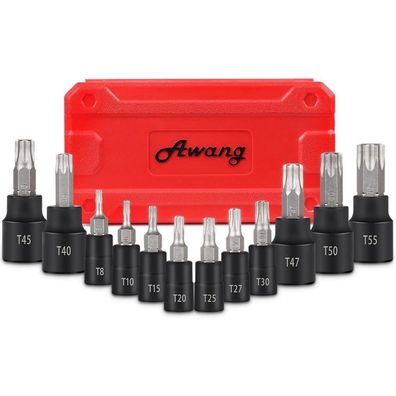 Awang Torx Bit Steckschlüsselsatz 13tlg (T8-T60), S2 Legierungsstahl