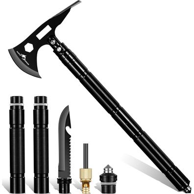 Purple Dragon 9-in-1 Survival Axt mit Hacke, Multitool für Camping und Outdoor