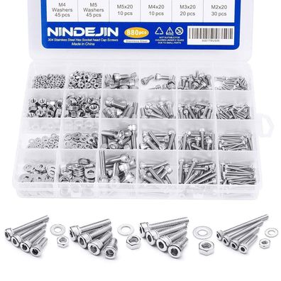 Nindejin 880tlg M2-M5 Edelstahl Schrauben Muttern Unterlegscheiben Sortiment