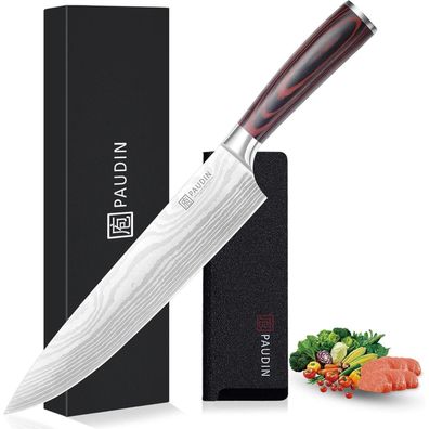 PAUDIN Kochmesser 25 cm Profi Chefmesser aus Edelstahl mit Pakkaholz Griff