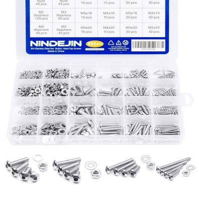 Nindejin 880tlg Edelstah Schrauben Sortiment M2 M3 M4 M5 mit Muttern