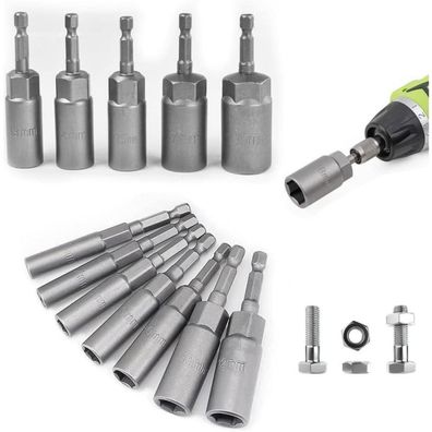 Yisizes 12tlg Steckschlüssel Set 6-19mm, 1/4" Hex Nuss Adapter für Akkuschrauber
