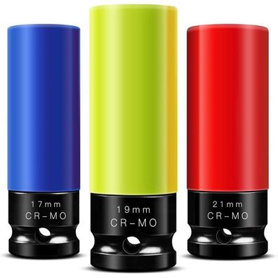 Mr. wintek 3tlg 1/2" Schlagschrauber Nuss Set Cr-Mo Dünnwandig für Alufelgen