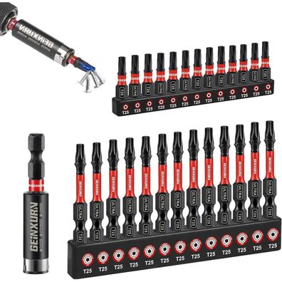 Geinxurn 27tlg. Torx Bit Satz T25, Schlagfest, 25/50mm, 1/4 Zoll Sechskant, S2