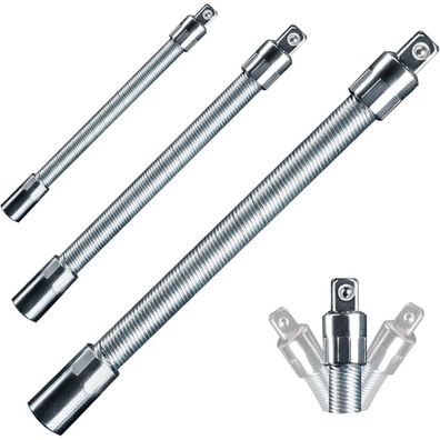Mr. wintek Flexibler Stecknuss-Verlängerungs-Satz, 3-teilig, 1/2", 3/8", 1/4"