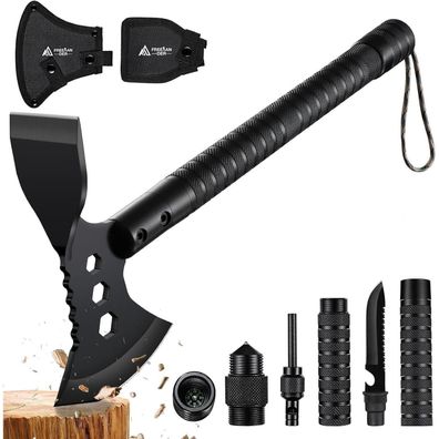 Freelander Survival Axt 10-in-1 mit Hacke, Spaltaxt 44.5CM, Bushcraft Beil