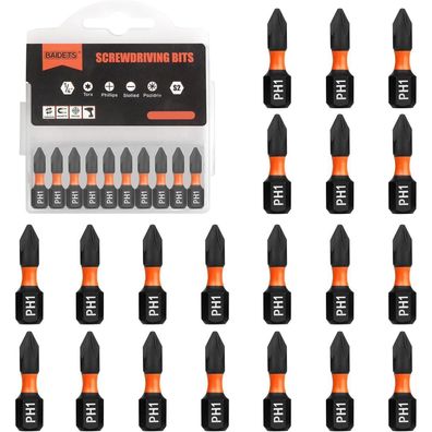 Baidets Pro PH1 Bit-Set - 20 Stück, 25mm, 1/4" Sechskantschaft