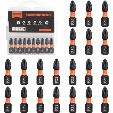 Baidets Pro PZ2 Bit-Sortiment - 20 Stück, 25mm, 1/4" Sechskantschaft