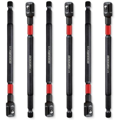 Geinxurn 6tlg. Stecknuss Adapter 150mm 3/8" Vierkant, 1/4" Sechskant für