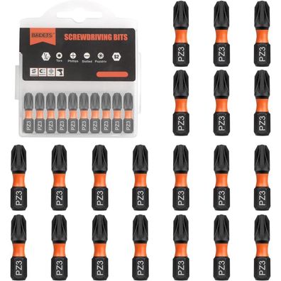 Baidets Pro PZ3 Bit-Sortiment, 20 Stück 25mm Schrauber-Bits mit 1/4"