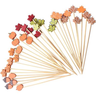 Catelves 100 Stück Ahornblatt Cocktailspieße 12cm - Perfekt für Herbst