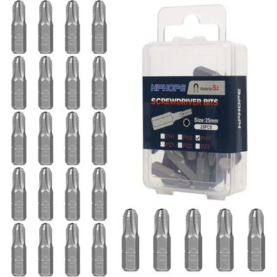 HPHOPE PH3 Bit-Sortiment, 25 Stück, 25mm Länge, Phillips Bits