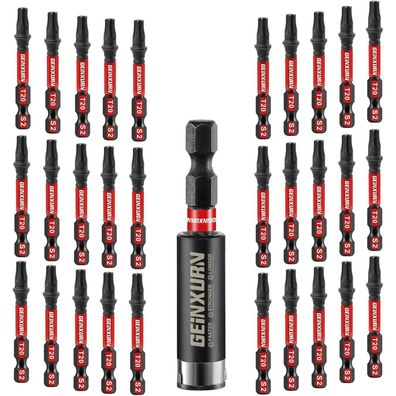 Geinxurn T20 Schlagfester Schrauberbitsatz 50mm, 30 Stück Torx Bits mit