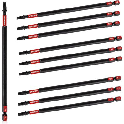 Geinxurn 10x T20 Schlagfester Torx Schrauberbit-Satz, 150mm Länge, Stark