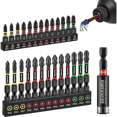 Geinxurn 27tlg. Schrauber Bit Set PH1/PH2/PH3 - 25/50mm, Schlagfest
