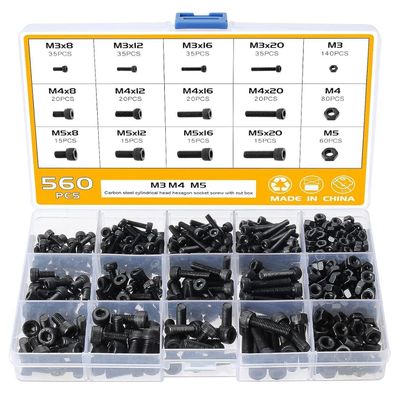 Faankiton 560tlg M3 M4 M5 Zylinderschrauben Innensechskant Schrauben Set mit