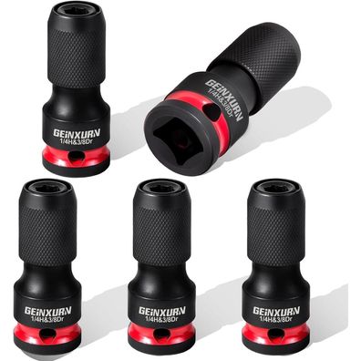Geinxurn 5tlg. 3/8" auf 1/4" Stecknuss-Adapter mit Schnellverschluss für Bits