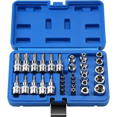 Sexyhot 34-tlg. E-Torx Stern Steckschlüssel-Set mit CRV E-Sockets & S2 Torx