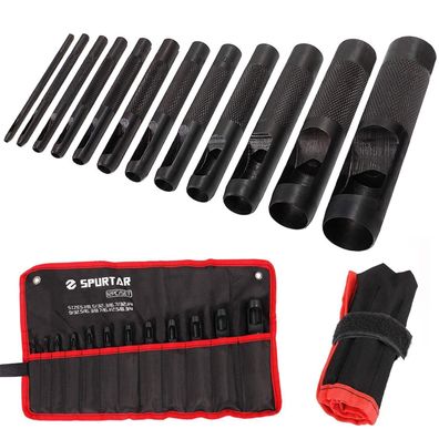 Spurtar 12-teiliges Lochstanzer-Set 1/8"-3/4", Stahl Stanzwerkzeug für Leder