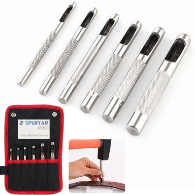 Spurtar Leder-Lochstanzer Set (6 Stk.), 3mm-8mm, Hartstahl, inkl