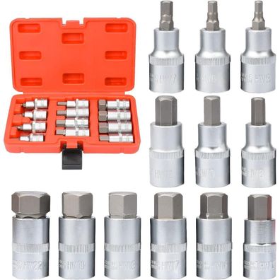 oumuik Innensechskant Nuss Satz 12tlg, 5-22 mm, Chrom-Vanadium-Stahl