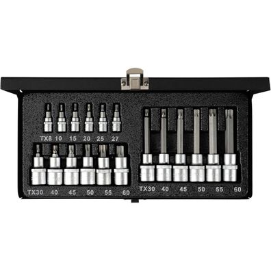 Hoteche Torx Bit Socket Set 1/4" & 1/2" DR., 18-teilig, Chrom-Vanadium-Stahl