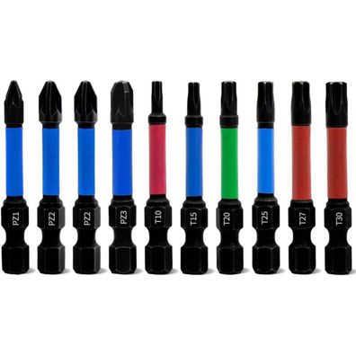 Meccion 10tlg. Pozidriv & Torx Schraubendreher Bit Set, Magnetisch, 50mm