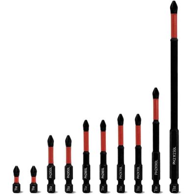 Mecion PH2 Schraubendreher Bits Set, 1/4 Zoll Sechskant, 10 Stück, verschiedene